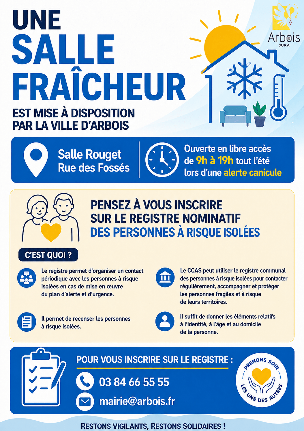 affiche salle fraicheur et registre